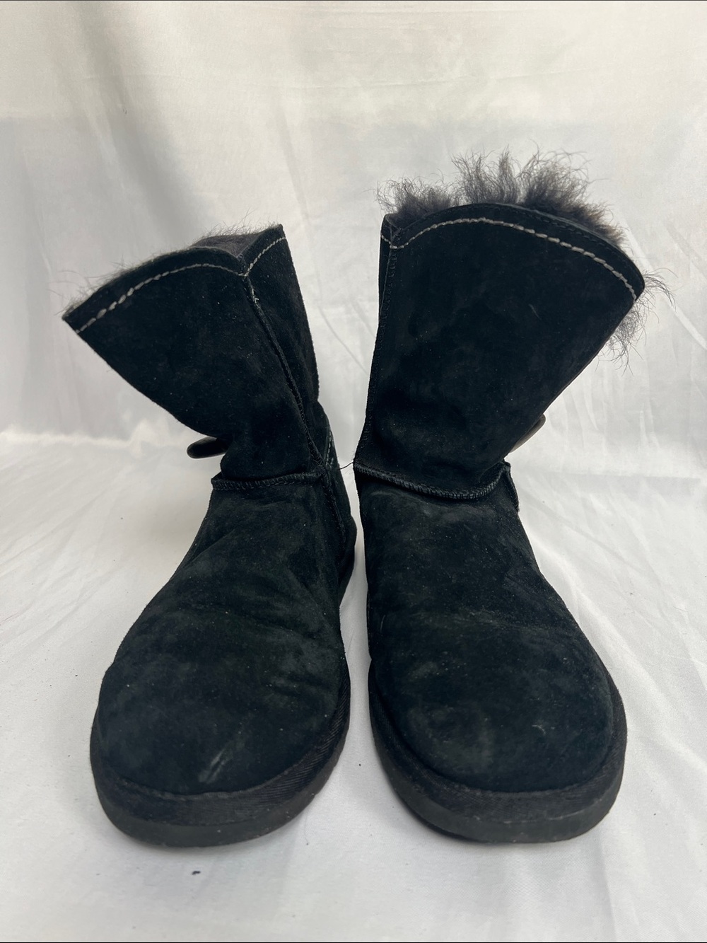 UGG Black Suede Short Shearling Boots